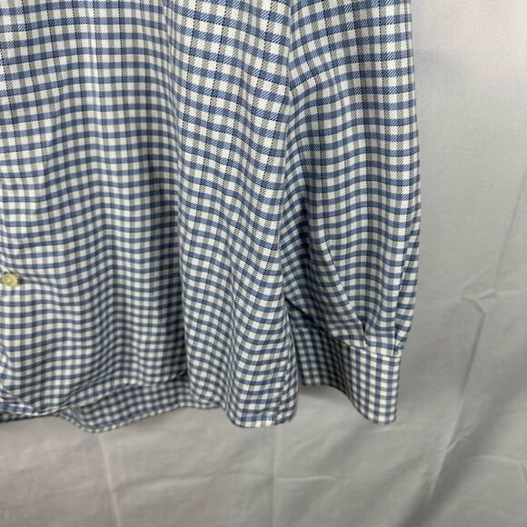Hickey Freeman Mens Blue & Gray Checked Button Down Business Shirt Italy Large - Picture 10 of 12